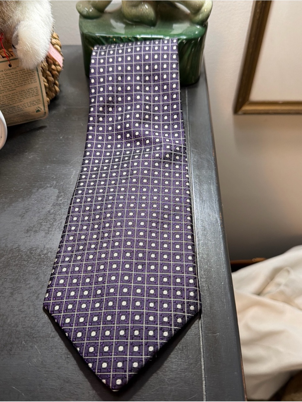 Vintage Polo Ralph Lauren Purple Dot Silk Tie Hand Made In USA